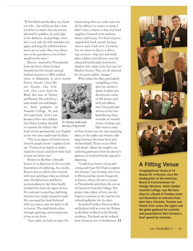 Anatolia magazine feature on Written on the Knee, second page